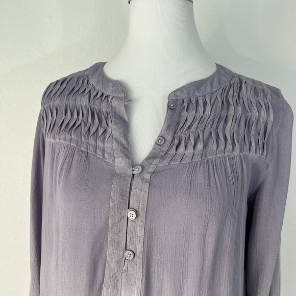 Bandolino Womens Top S Purple White Trudy Blouse Peasant Tab Sleeve NWT - Picture 3 of 16